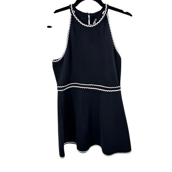 HILL HOUSE Home Billie Tennis Dress Black Halter Neck Mini Dress Scallop Size M - Picture 3 of 7
